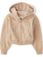 Girls Graphic Velboa Zip Up Hoodie The Children`s Place