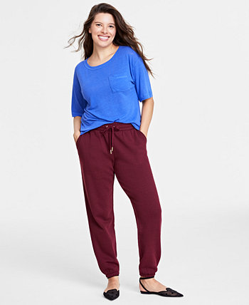 Женская футболка с накладными карманами и короткими рукавами, созданная для Macy's On 34th