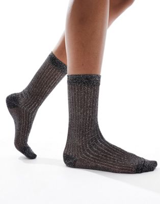 Черные прозрачные носки с эффектом металлик ASOS DESIGN ASOS DESIGN