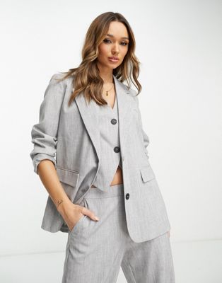 Пиджак оверсайз серого меланжевого цвета Vila - часть комплекта Vila