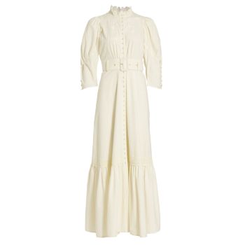 Winter Belted Cotton Maxi Dress BYTIMO