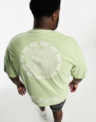 Зеленая оверсайз-футболка с принтом на спине Bolongaro Trevor PLUS BOLONGARO TREVOR