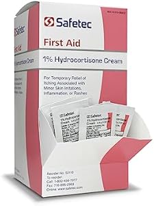 Safetec 53110 1% Hydrocortisone Cream - 0.9 Gram Packets - Box of 144 Safetec