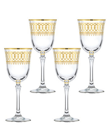 Золотистый украшенный бокал для красного вина с золотистыми кольцами, набор из 4 шт. Lorpen