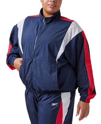 Куртка больших размеров с длинными рукавами и молнией спереди с цветными блоками Reebok