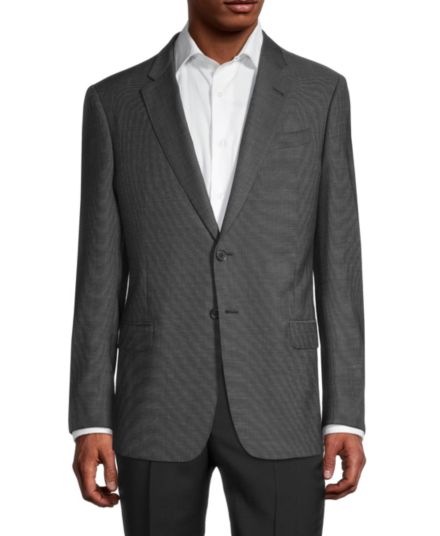 Пиджак классического кроя из фактурной шерсти из натуральной шерсти Armani Collezioni