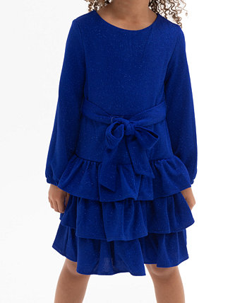 Трикотажное платье с блестками для маленьких девочек и многоярусная юбка с рюшами Rare Editions