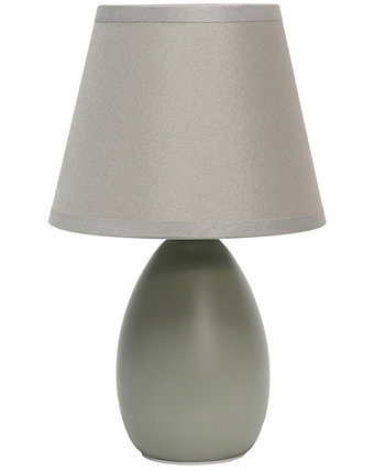 Nauru 9.45" Traditional Petite Ceramic Oblong Bedside Table Desk Lamp with Tapered Drum Fabric Shade Creekwood Home