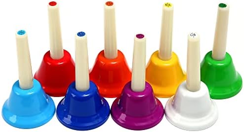 8 Note Hand bells, Colorful Handbells Musical Instrument for Kids Adults School Church Wedding Domg