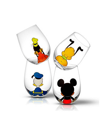 Бокалы для вина Disney Mickey Mouse Pals "Looking Back", набор из 4 шт. JoyJolt