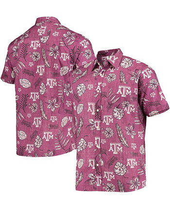 Мужская рубашка Maroon Texas A M Aggies с винтажным цветочным принтом на пуговицах Wes & Willy