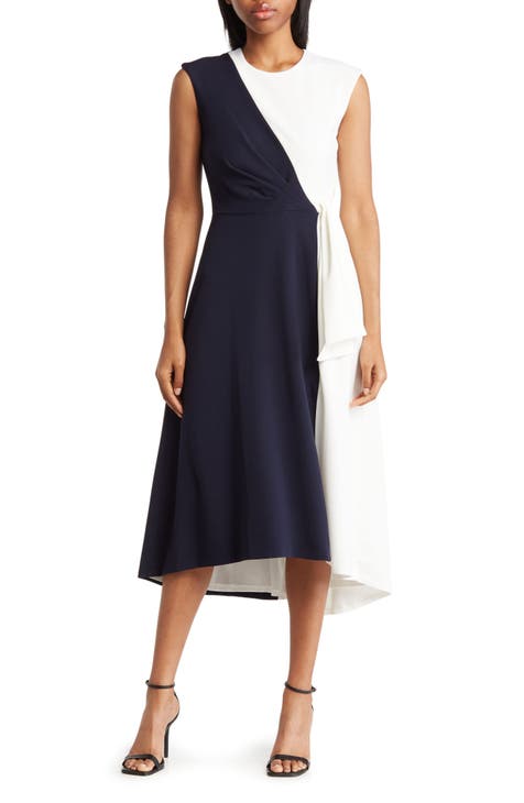Платье миди без рукавов с цветными блоками и завязками на талии Calvin Klein