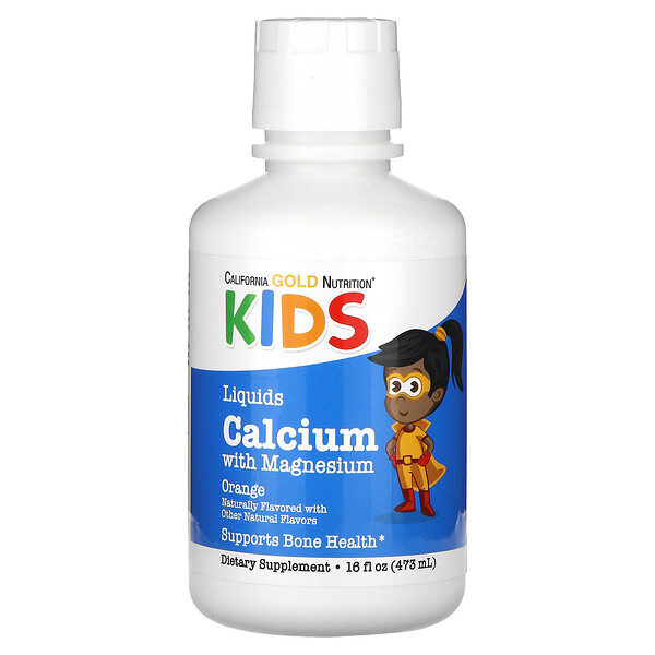 Детский жидкий кальций с магнием, апельсин, 16 жидких унций (473 мл) California Gold Nutrition