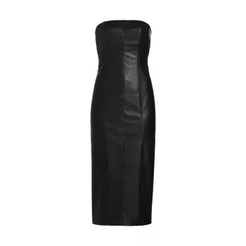 Sienna Strapless Faux Leather Midi-Dress WAYF