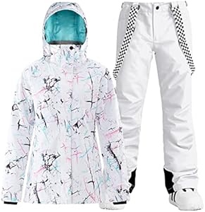 GSOU SNOW Women's Ski Jackets and Pants Set Snowboarding Snowsuit Snow Coat Hooded Waterproof Windproof GSOU SNOW