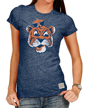 Женская футболка Heather Navy Auburn Tigers Tri-Blend с круглым вырезом Original Retro Brand