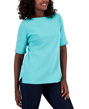 Хлопковая футболка с короткими рукавами и миниатюрными рукавами, созданная для Macy's Karen Scott