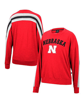 Женский пуловер большого размера с принтом Scarlet Nebraska Huskers Team из меланжевой ткани Colosseum