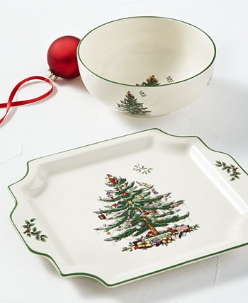 Набор тарелок и тарелок для рождественской елки, созданный для Macy's Spode