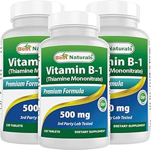 Best Naturals Vitamin B1 as Thiamine Mononitrate 500 mg 120 Tablets (Таблетки) (120 Count (Pack of 1)) Best Naturals