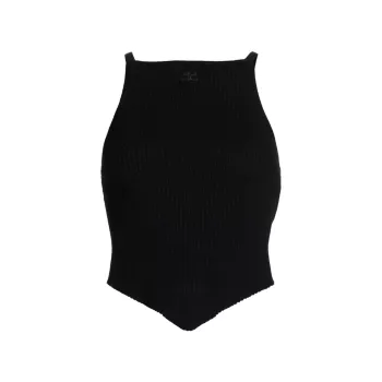 Signature Pointy Rib-Knit Crop Top Courreges