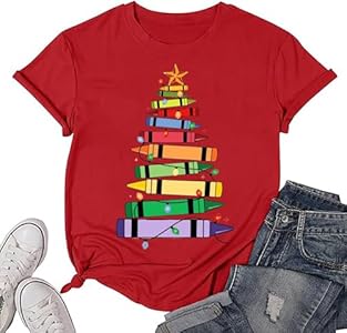 Christmas Teacher Tshirt Women Xmas Gift Shirt for Teacher Xmas Tree Graphic Tee Casual Short Sleeve Holiday Tops MYCHTE