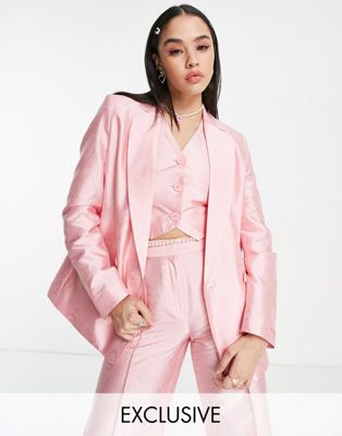 Однобортный пиджак COLLUSION розового цвета - часть комплекта Collusion