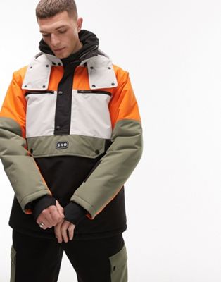 Оранжевая лыжная куртка на молнии с капюшоном Topman Sno TOPMAN