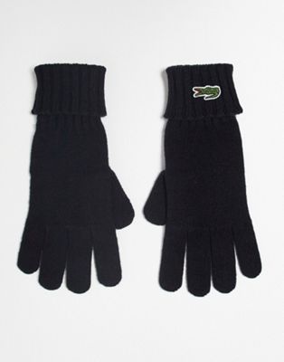 Черные вязаные перчатки Lacoste Lacoste