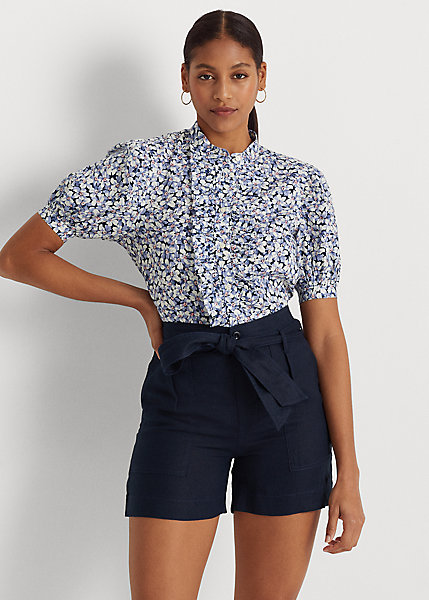 Floral Ruffle-Trim Linen Shirt LAUREN Ralph Lauren