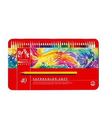 Мягкие акварельные карандаши Supracolor в прочной металлической коробке, 40 цветов. CARAN d'ACHE