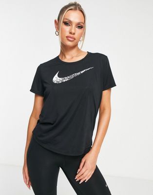 Черная футболка с логотипом Nike Running Dri-FIT Swoosh Nike Running