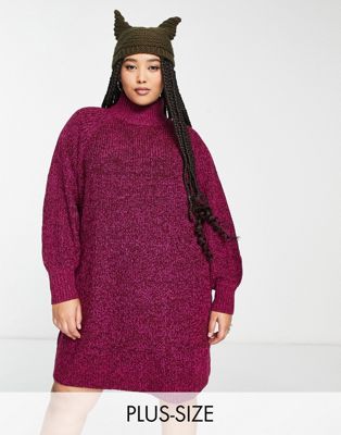 Эксклюзивное фиолетовое мини-платье-свитер с высоким вырезом Noisy May Curve Noisy May Curve