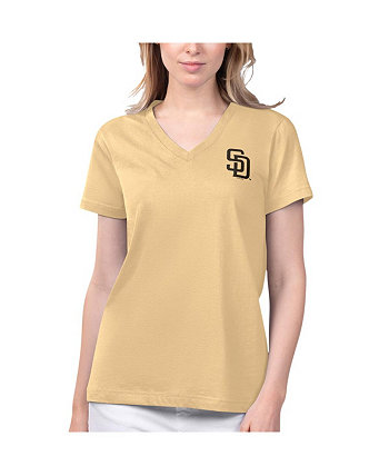 Женская золотая футболка San Diego Padres Game Time с v-образным вырезом Margaritaville