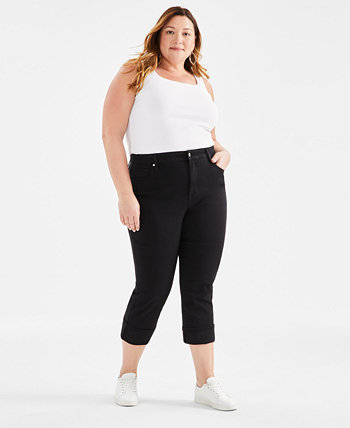 Plus Size High-Rise Cuff Capri Jeans, Created for Macy's Style & Co