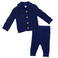 Baby Boys Shawl Collar Knit Cardigan and Pants, 2 Piece Set Rock A Bye Baby Boutique