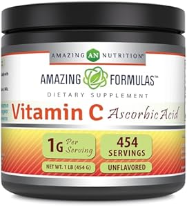 Amazing Formulas Vitamin C Supplement (Non-GMO, Vegan) - Promotes Immune Function* - Supports Healthy Aging* - Supports Overall Health & Well-Being* (Powder, 1 Lb) Amazing Nutrition