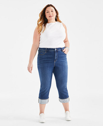 Plus Size High-Rise Cuffed Capri Jeans, Created for Macy's Style & Co