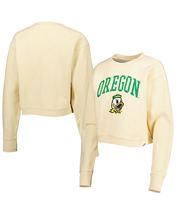 Женская кремовая толстовка Oregon Ducks Classic Campus Corded Timber League Collegiate Wear