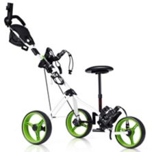Foldable 3 Wheels Push Pull Golf Trolley with Scoreboard Bag Slickblue