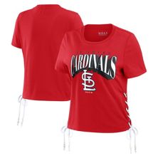 Women's WEAR by Erin Andrews Red St. Louis Cardinals Side Lace-Up Cropped T-Shirt WEAR by Erin Andrews