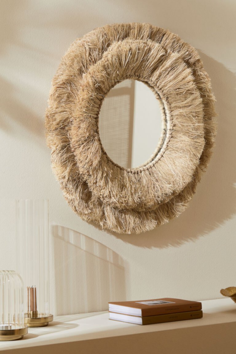 Large Mirror with a Straw Frame H&M