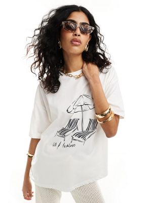 Белоснежная пляжная футболка bella 4th & Reckless — часть комплекта 4TH & RECKLESS