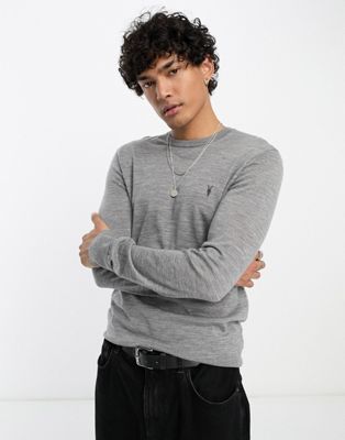 Серый свитер с круглым вырезом AllSaints Merino AllSaints
