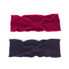 SO® Glitzy Red & Navy Lettuce Hem 2-Piece Headwrap Set SO