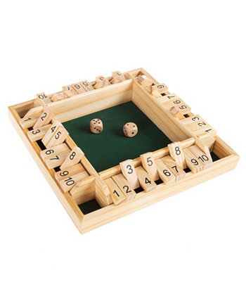 Hey Play Shut The Box Game - классический деревянный набор из 10 чисел с кубиками в комплекте - старомодная стратегическая игра для 4 игроков для взрослых и детей Trademark Global
