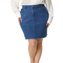 Женские джинсовые джинсовые юбки больших размеров с рваными вышивками Agnes Orinda