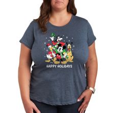 Disney's Mickey Mouse & Friends Plus Happy Holidays Group Graphic Tee Disney