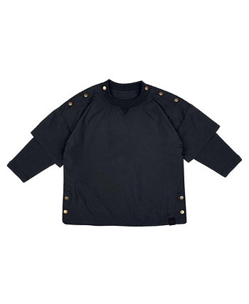 Toddler|Child Unisex, Kids Layered Nylon Top with Jersey Sleeve OMAMImini
