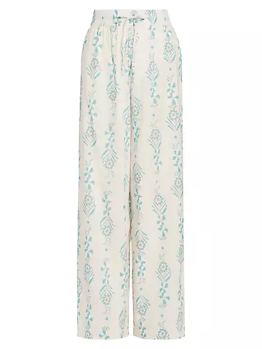 Floral Drawstring Wide-Leg Pants Splendid